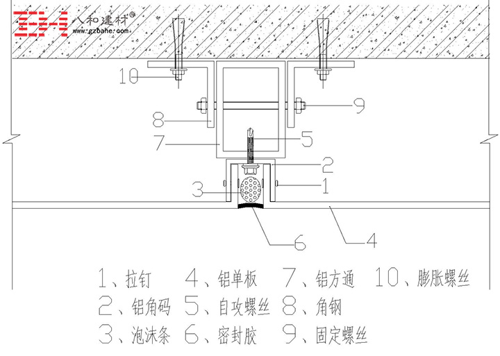 鋁單板留縫安裝節(jié)點(diǎn)2