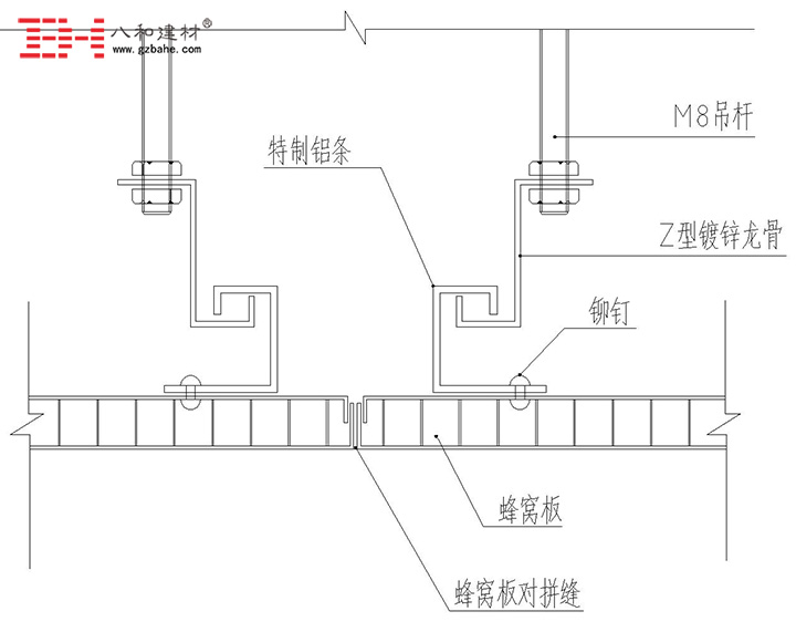 鋁蜂窩板吊頂天花安裝節(jié)點(diǎn)方案二