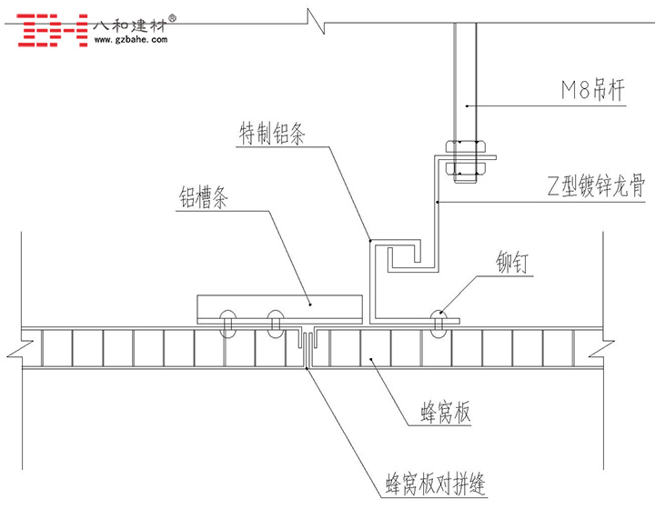 鋁蜂窩板吊頂天花安裝節(jié)點(diǎn)方案三