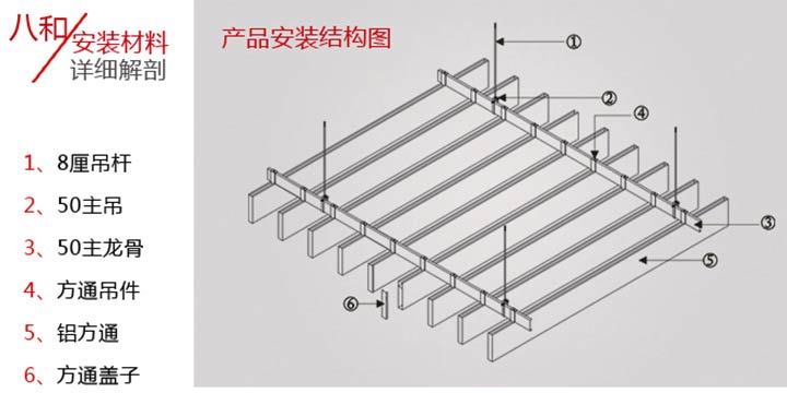 型材鋁方通安裝結(jié)構(gòu)